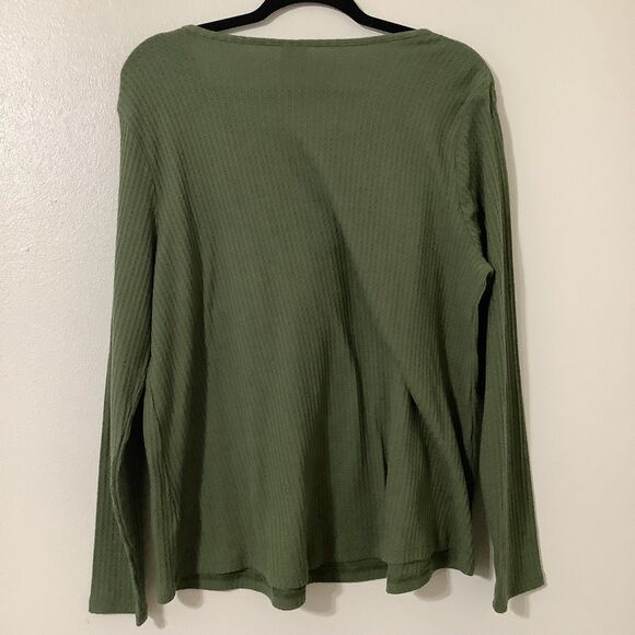 Green Autumn Fall Waffle Knit Pumpkin Gnome Oversized Long Sleeve Top 14/16W - Picture 4 of 8